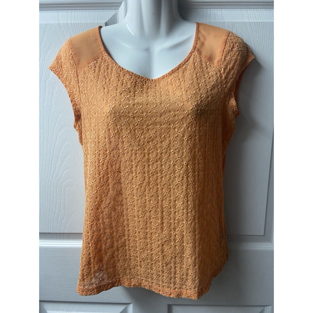 The Limited Eyelet Top Women’s Small Orange Tangerine Cap Sleeve Classic